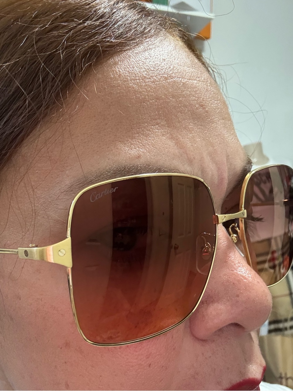AUTHENTIC Cartier  unisex  Gold Frame Brown Lens Pilot Sunglasses love - Picture 15 of 17